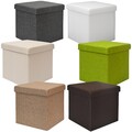 Faltbarer Sitzhocker 38cm Fußhocker Polsterhocker 42L Sitzwürfel Ottomane Leinen