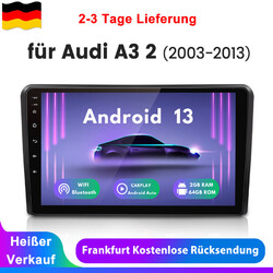 9'' Android 13 Autoradio Für Audi A3 S3 RS3 GPS Nav WIFI BT SWC Carplay DAB+ 64G