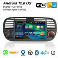 64GB Android 13 DAB+ Autoradio Navi CarPlay 8-Kern GPS WiFi OBD2 DVB-T2 Fiat 500