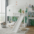 Etagenbett 90x200cm Hochbett Stockbett Massivholz Kinderbett mit Rutsche Weiß
