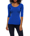 Damen Sommer 3/4 Ärmel Langarm Kurzarm T-Shirt Shirt Bluse Top Basis Unifarbe