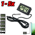 1-5x mini Thermometer Temperatur Anzeige mit Fühler digital 1m Kabel schwarz LCD
