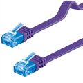 Patchkabel violett 10m flach U/UTP CAT6a DSL-/Netzwerk EthernetKabel 500MHz RJ45