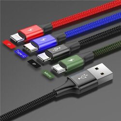 Baseus 3.5A 4in1 USB Ladekabel Lighting Micro USB Typ C Kabel für Samsung iPhone