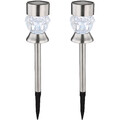 LUXUS SOLARLEUCHTE ERDSPIEß 2er SET SOLARLAMPE GARTEN FACKEL EDELSTAHL 136044608