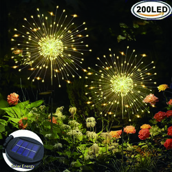 2/8Stk Solarleuchte Feuerwerk Licht Lichterkette 200LED Solarlampe Garten Deko