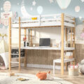 Kinderbett Hochbett Jugendbett 90x200 cm Einzelbett Bett mit Schreibtisch Weiß