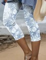 Capri Hose Joga Leggings elastisch sportlich 3/4 Länge Gr.: M blau weiß geblümt