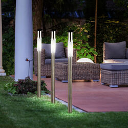 Solarleuchte Außenlampe Wegelampe LED Erdspieß Gartenleuchte Edelstahl H 70cm 3x