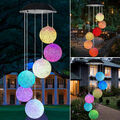 2x Solar Windspiel Solarleuchte Solarlampe Farbwechsel mit 6 Kugeln Garten Deko