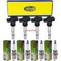 4x MAGNETI MARELLI Zündspule + DENSO Zündkerze für VW Golf VI 5K1 2.0 GTI Skoda