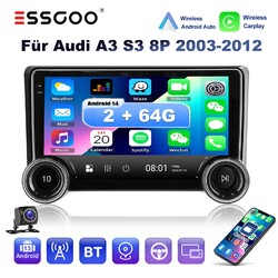 Android14 Carplay Autoradio Für Audi A3 S3 RS3 8P 2+64GB GPS Navi RDS SWC FM KAM