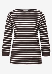 Street One Shirt mit U-Boot-Ausschnitt Deep Roast Brown