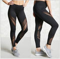 Damen Jogginghose Leggings Mesh Push Up Yoga Hose Fitness Leggins Schwarz Gym LG