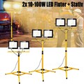 2x 50W/100W LED Fluter Flutlicht mit Stecker Scheinwerfer Baustrahler und Stativ