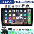 DAB+ 9'' 2DIN Autoradio Android 14 4+64G Carplay GPS NAVI BT WIFI RDS USB Kamera