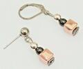 Ohrhänger Hämatit Perlen schwarz silber Würfel rosègold Stecker oder Brisur 225
