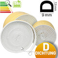 Fensterdichtung EPMD Fenster Dichtband Selbstklebend D-Profil D 9mm x 7,5mm Weß