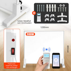 Infrarotheizung Thermostat für 15-20m2 WIFI Smart Weiß Badezimmer 980/1200 Watt