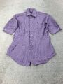 Ralph Lauren Shirt lila Damen Größe 6 Logo kariertes Design kurzärmelig Baumwolle