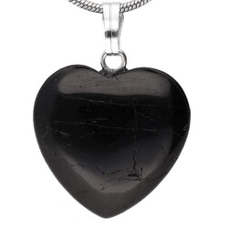 Turmalin (Schörl) Herzanhänger Anhänger Edelstein mit versilberter Öse 1,5x1,5 c