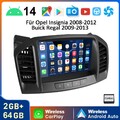 Android 14 Autoradio 2+64G Carplay GPS Navi BT RDS Für Opel Insignia A 2008-2012