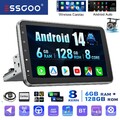 8-Kern 6+128GB Android 14 mit Carplay Autoradio 1 DIN 4G 360° Drehbar Bildschirm