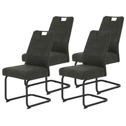 4er-Set Schwingstühle - anthrazit-schwarz - Vintage-Optik