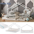Kinderbett Hausbett Gästebett Lattenrost 90x200 Matratze Design Weiß VitaliSpa