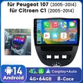 Android 14 Autoradio Für Toyota Aygo Citroen C1 Peugeot 107 4+64G DAB+ 4GLTE GPS