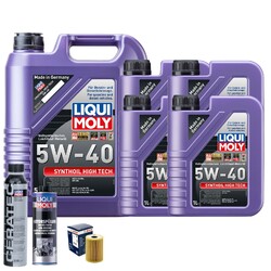 Motoröl 5W40 LIQUI MOLY Synthoil High Tech 9L+BOSCH Ölfilter +Spülung +Cera Tec