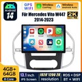 13.1" 8-Core 4+64GB Android 14 Autoradio Carplay GPS Navi Für Mercedes Vito W447