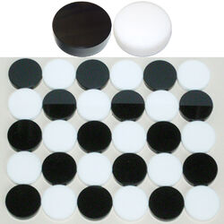 Acrylic draughts pieces - 24 Extra Large, Jet-Black/Snow-White. FREE P&P UK