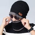 2in1 Winter Warme Mütze Beanie Schal Set Strickmütze Wintermütze und Loop Schal