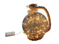 LED Hänge Leucht Kugel - 20 cm / gold - Deko Pendel Leuchte mit Seil und Timer