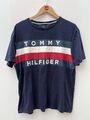 Tommy Hilfiger T-Shirt marineblau Rechtschreibdruck 100 % Baumwolle Größe Large siehe Info