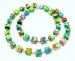 Halskette Edelstein  Impressions JASPIS Würfel multicolor mehrfarbig bunt 213l