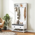 HOMCOM 2-in-1 Garderobenständer, Kleiderständer mit 4 Haken, Garderobe Weiß