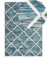 Moderner Teppich in Blau aus Wolle Polyester Baumwolle Rechteckig 140 x 200 cm