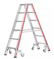 Stufenstehleiter mit Rollen, beidseitig begehbar Anzahl Sprossen: 2x6