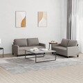 vidaXL 2-tlg. Sofagarnitur mit Kissen Hellgrau Stoff