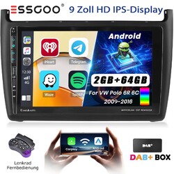 DAB+ 2+64G Android 14 Apple Carplay Autoradio GPS Für VW Polo 6R 6C 9N 2008-2015