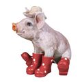 Deko Schwein Erich mit Hut und Stiefel in rot Schweine Figuren Garten Dekofigur