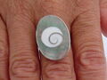 Ring offen Edelstahl Muschel Perlmutt Paua Abalone Hawaii Shiva-eye Free size