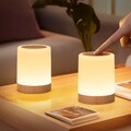 Nachttischlampe 2er Set Touch Dimmbar, Nachttischlampe ohne Kabel mit 256 RGB