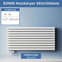 Heizkörper Paneelheizkörper Design Doppellagig Horizontal Weiß Anthrazit Ventil