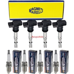 4x MAGNETI MARELLI Zündspule + BERU Zündkerze für Alfa Romeo Mito 955 1.4 Fiat