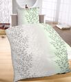 4tlg Microfaser Bettwäsche 135x200cm Kissenbezug 80x80cm Geblümt Mint Grün NEU