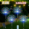 4X120LED Solarleuchte Feuerwerk Licht 8 Modi Lichterkette Garten Rasenlich Deko