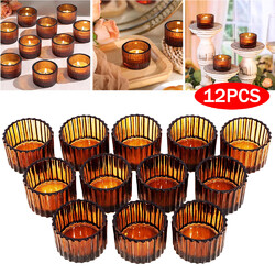 12x Teelichtglas Teelichthalter Gläser Windlicht Kerzenständer Set 5,5x3,9cm